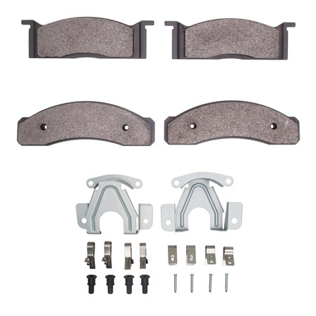 Dynamic Friction Co 5000 Advanced Brake Pads - Semi Metallic and Hardware Kit, Long Pad Wear, Front 1551-0034-01